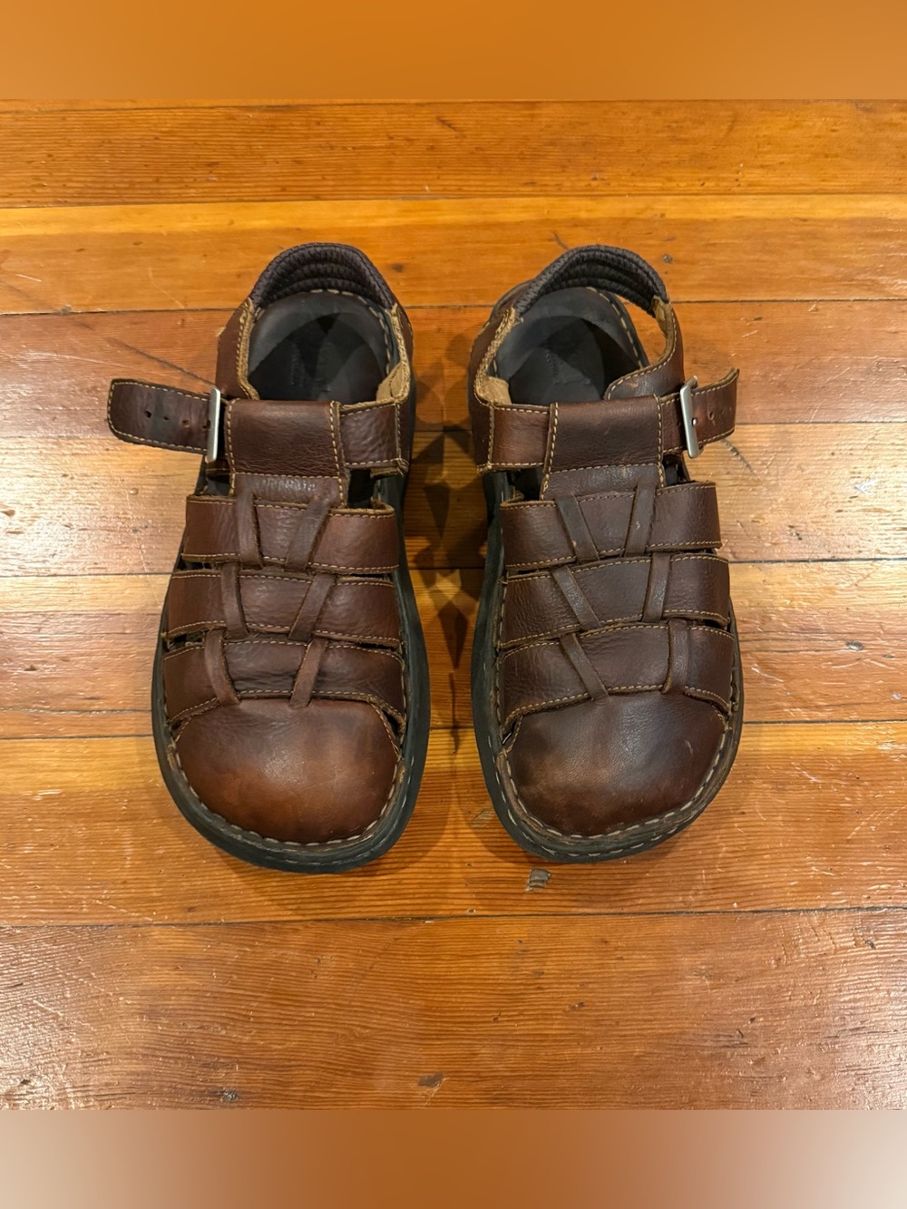 Vintage Born Brown Leather Fisherman Sandals Men’s 9